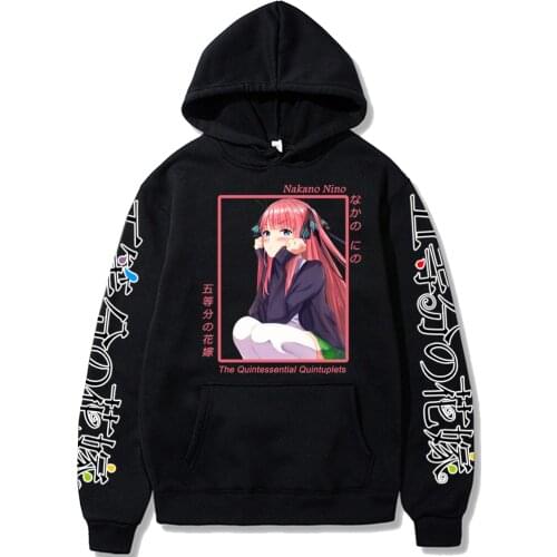 Harajuku Nino Nakano Unisex Hoodies Japanese Anime The Quintessential Quintuplets Printed Women Streetwear Casual Sweatshirts