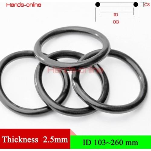 O-ring NBR Nitrile Rubber O-ring gasket CS/Thickness 2.5mm/0.098" ID 103-260mm/4.06-10.24" inch black seal o ring gaskets