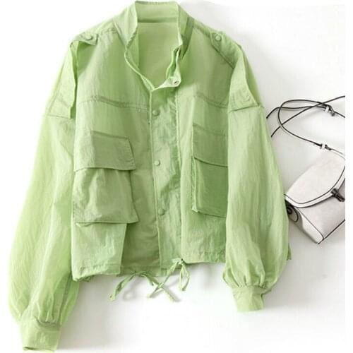 Vintage Sun Protection Clothes Women Loose Thin Summer Windbreaker Drawstring Jacket Summer Quick-Drying Breathable Anti-UV