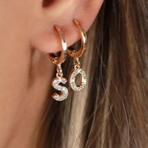 1PC Tiny Letter Earrings For Women Stainless Steel Gold Piercing Initial Alphabet Hoop Earring Jewelry Gift Bijoux Femme