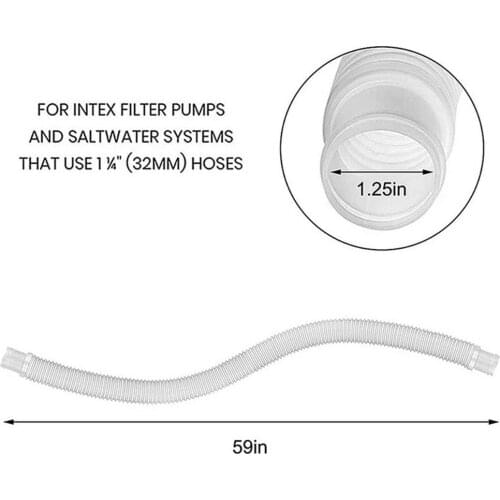 1/2/3 Piece Black and White Pool Hose with Clip Filter Pump Hose Leak-proof Flexible and Durable Drain Hose for Swimming Pool