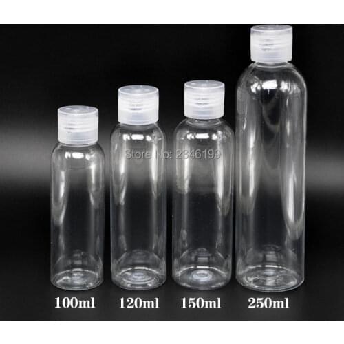 100ml 120ml 150ml 250ml Clear Plastic Empty Cosmetic Bottles Round Shoulders Liquid Container Travel Cosmetic Packaging