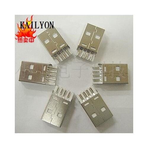 100pcs 2 welding line USB male head USBA public short body 17.8mm length A/M welding line type environmental protection