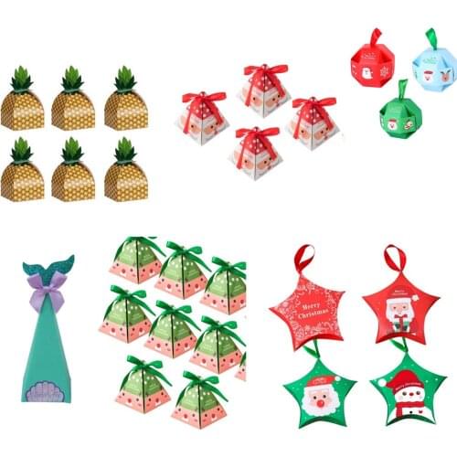 12pcs Party Paper Candy Gift Box Mermaid Favor Bag Baby Shower Christmas Boxes Wedding Birthday Party Decorations Kids Favor