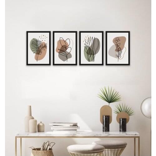 Abstract-Flower-Modern-Classic-Flower Women-Orange Gift 4 Piece Design Frame Looking Mdf Table