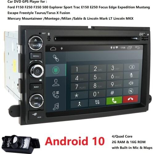 Hizpo Android 10 Car Nav Radio for Ford F150 F250 F350 Edge Fusion Mustang in Dash DVD Player GPS Stereo Radio BT Steering Wheel