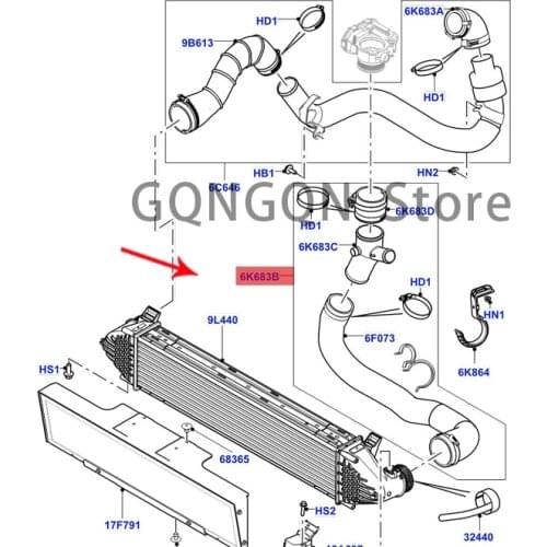 CAR intercooler water pipe 2012-2021lan dro ve rra nge rov ere voq ue hose intercooler to throttle body charge air hose intercoo