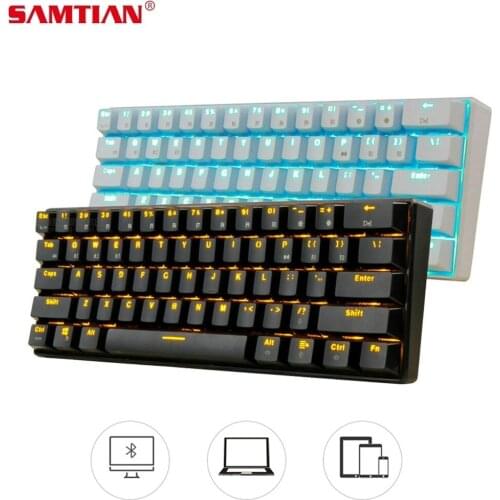SAMTIAN Bluetooth Wireless Keyboard 61keys Mechanical Keyboard LED Backlit Gaming Keyboard For PC Computer Laptop Games