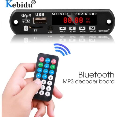KEBIDU Wireless Bluetooth Audio Module MP3 WMA Decoder Board USB FM TF Radio For Car MP3 Accessories MP3 Player DC 12V 5V