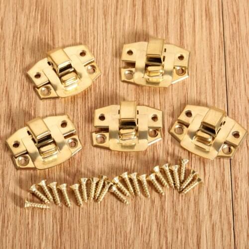 10Pcs Gold Antique Latch Decorative Jewelry Gift Wine Wooden Box Suitcase Case Hasp Latch Hook With Screws Iron 23x20mm