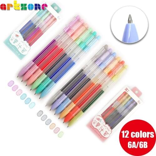 6 Colors/Set Juice Color Gel Pen, 0.5mm Morandi Highlight Gel Ink Pens for School Office Coloring Book Journals Drawing