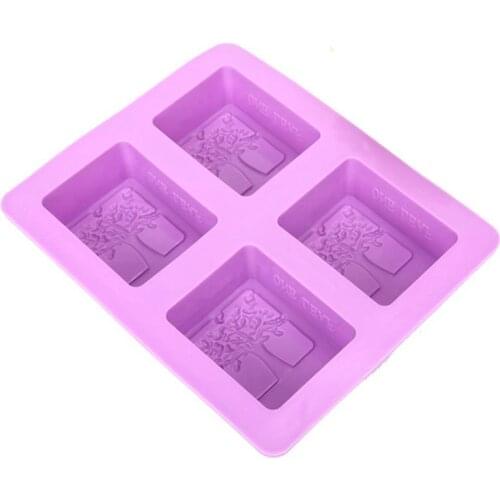 Kapmore 1pc Silicone Tree Pattern Cake Mold Creative 4 Cavities Chocolate Mold Fondant Mould DIY Baking Tools Accessories
