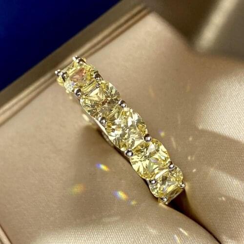 100% solid 925 Sterling Silver Created Diamond Gemstone rings Wedding band Engagement ring luxury Fine Jewelry gifts for women