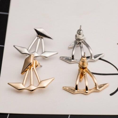 Korean Jewelry Fashion Earrings Personality All-match Glossy Asymmetrical Double Stud Earrings For Woman Best Gift Brincos