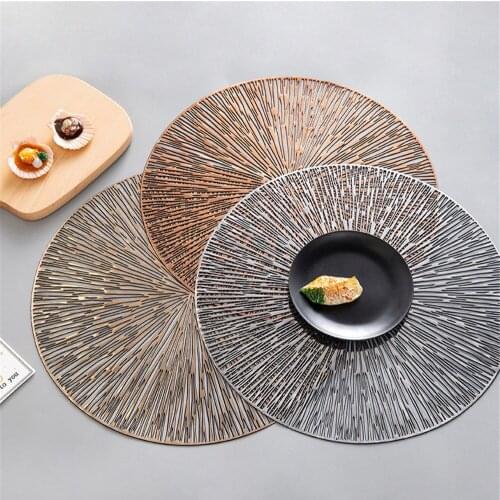 Round Hollow Placemat Waterproof Non-slip Dining Table Mats Pvc Coffee Coaster Heat Insulation Steak Plate Pad Kitchen Accessory