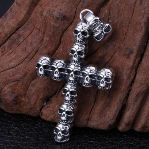 Handmade 925 Silver Skeleton Pendant Vintage Sterling Skull Pendant Punk Jewelry Man pendant