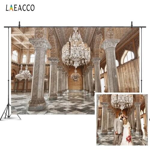 Laeacco Luxury Palace House Pillars Chandelier Vintage Portrait Photography Backdrops Photographic Backgrounds For Photo Studio