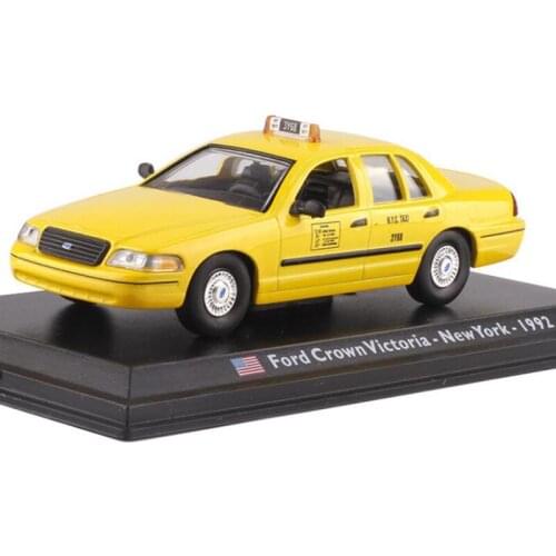 Diecast 1/43 Scale Metal Alloy Yellow Color Classic NEWYORK 1992 Crown Victoria Taxi Car Model Vehicles Toys Collection gifts