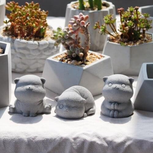 Cute Silicone Cat Mold for Concrete Aroma Plaster Lovely Cats Decoration Molds Desk Decor Clay Mold Concrete Candle Mold