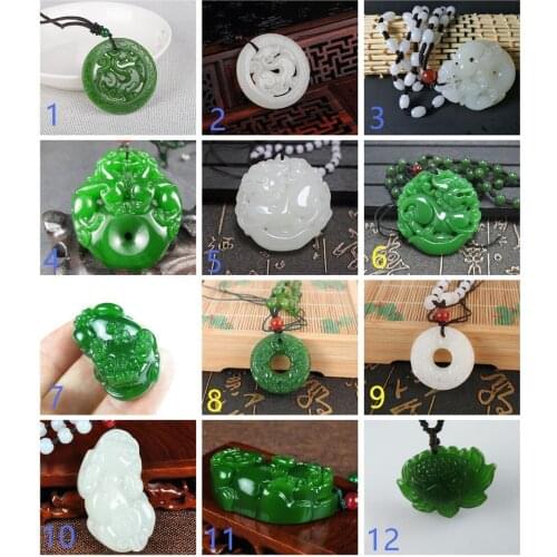Fashion Beautiful Natural Hand-carved China Green/White Jade PiXiu Pendant