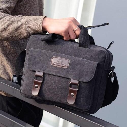 Mens canvas bag shoulder diagonal handbag business casual mens bag retro backpack doctor style mens bag