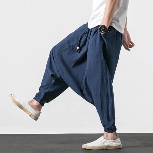 Brand 2020 Autunm mens cotton linen cross-pants,oversize loose casual hip hop dance pants,5xl 6xl 7xl plus size harem pants