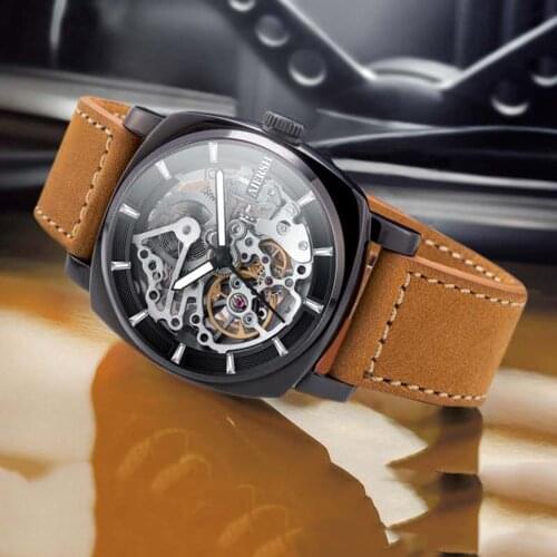 Top Brand Punk Skeleton Watch Men Automatic Mechanical Watch Luxury Sports 41mm Military Wrsitwatch Mens Sapphire Luminous Clock