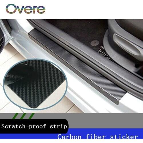 Overe Car Door Plate Stickers Carbon Fiber Anti Scratch Decal For Fiat 500 Opel Insignia Suzuki Swift Sx4 Hyundai Ix35 Nissan