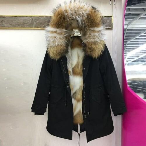 Real fur parkas new fashion style quality fur lining Fur hat warm