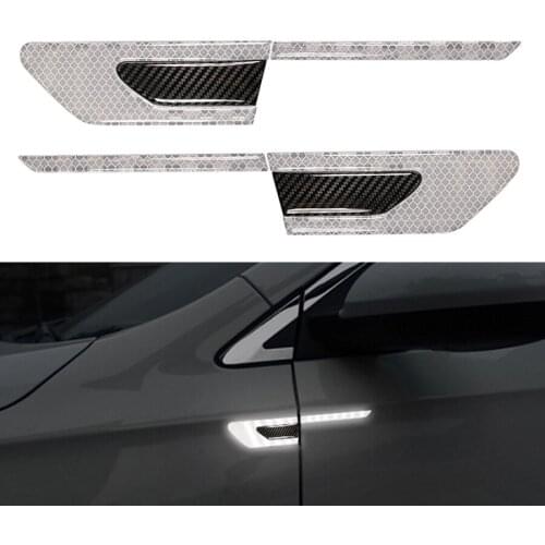 NHAUTP 2Pcs/Set 3D Car Reflective Strip Anti-Scratch Tape Truck Auto Leaf Board Safety Warning Sticker