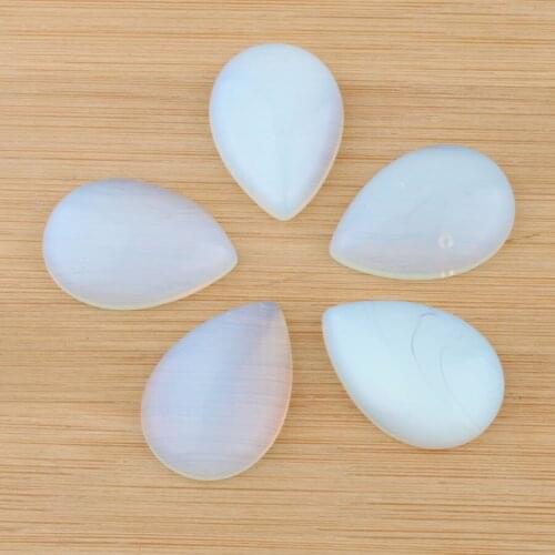 Wholesale 10Pcs/Lot 25x35mm Natural Stone Opal Teardrop Cabochon No Hole Beads For DIY Accessories Jewelry Making QU3366