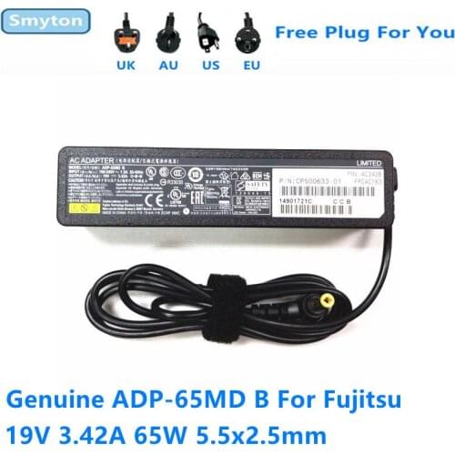Genuine 19V 3.42A 65W ADP-65YH A ADP-65MD B Power Supply AC Adapter For Fujitsu Lifebook U554 E743 SH771 P702 P70 Laptop Charger