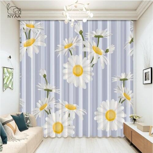 Sunflower Daisy Curtain Rod French Window Home Curtains For Bedroom Hotel Cafe Decoration ChildrenS Room Curtains Micro Shading
