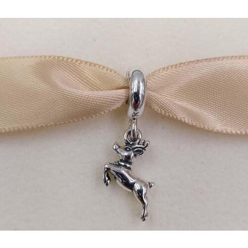 Fits European brand Bracelets DIY Making 925 Sterling Silver jewelry Reindeer Pendant Charms beads fine Jewelry Wholesale