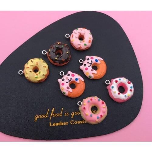 10pcs Resin Hot Selling Donut Charm Kawaii Jewelry Pendant for Keychain, Earring, Scrapbooking, DIY Making, Necklace