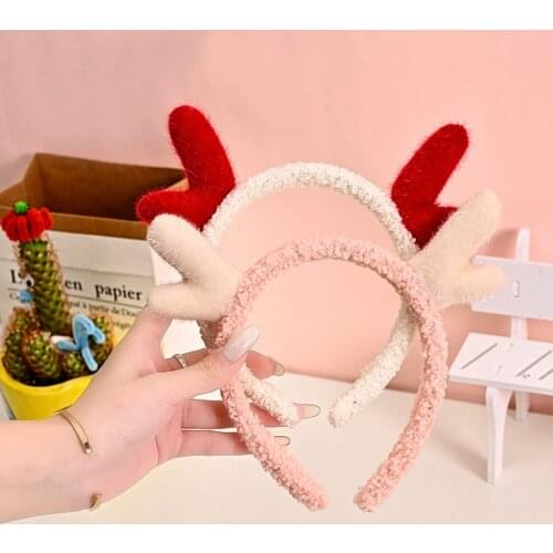 Women Headband Cute plush antlers Elastic Hair Bands Xmas Decor Lovly Girls Hairband Hair Accessories Christmas Headwrap Droship