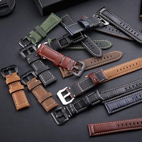 Top Watchbands Leather Watch Bracelet for Panerai Seiko Super Quality Genuine Leather Strap 20mm 22mm 24mm 26mm Steel Buckle