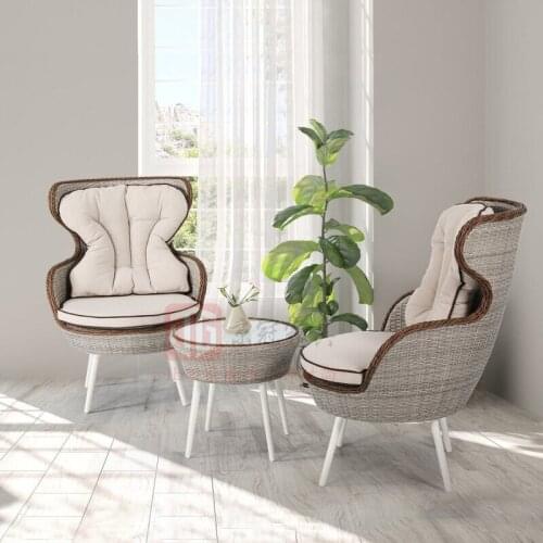 Nordic Outdoor Leisure Rattan Table and Chair Three-piece Balcony Garden Garden Personality Rattan Chair Decoration Sales Office