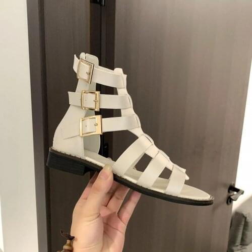 2021 Summer New Shoes Womens Sandals Students Flat Platform Shoes Women Soft Patent Leather Gladiator Sandals Female Beach Shoes