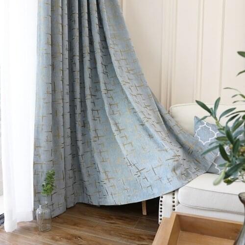 Modern Geometric Window Curtains Chenille Jacquard 2 Colors Stitching Blackout Curtains for Living Room Bedroom Home Decoration