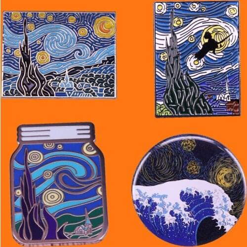 Creative Painter Van Gogh Enamel Pins Metal Cartoon Brooch Backpack Hat Collar Lapel Badges Men Women Fashion Jewelry Gifts