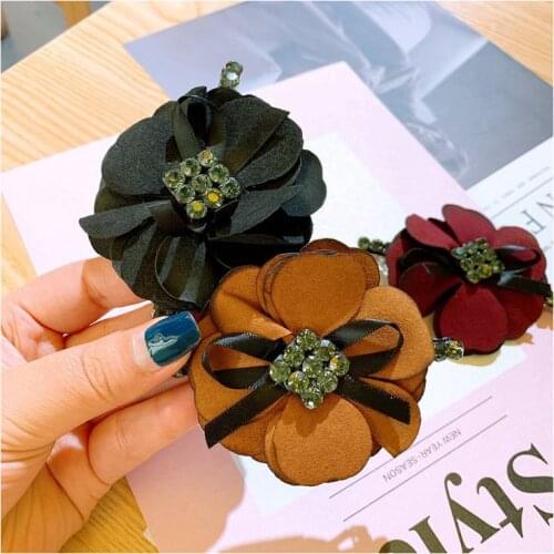 Women Elegant Fashion Bowknot Hair Clip Headdress Camellia Rhinestone Spring Clip Hairpin Headwear Handmade Hari Accessories