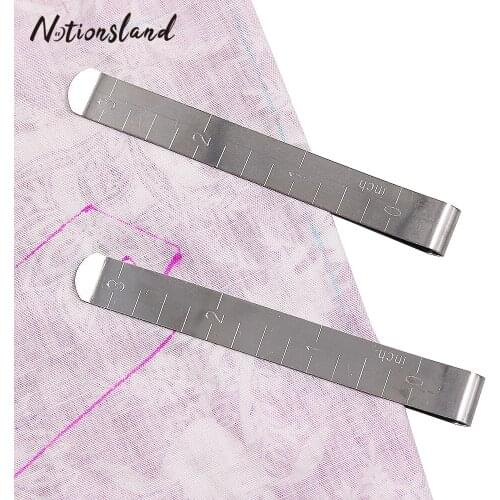 1/2pcs Metal Hemming Clips Stainless Steel Sewing Crimping Clip With Measurement Ruler DIY Cloth Marking Sewing Tool