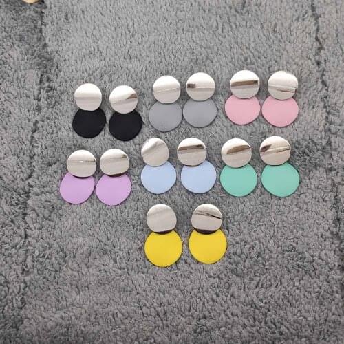 RANJUNXUN Minimalist Metal Pendant Earrings Irregular Color Metal Wave Geometric Small Earrings for Women Girl Gift Jewelry