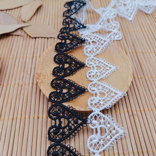 1Yards Embroidery Love Lace Material Ribbon 2.7cm Lace Fabric Sewing Cotton Lace Trim Accessories Trimmings dentelle noire T05