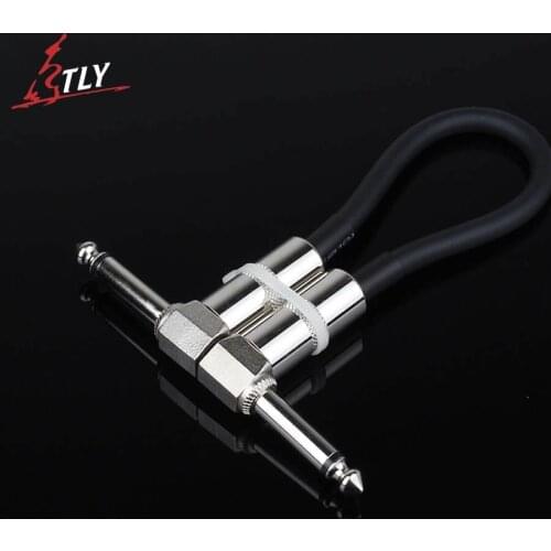 15cm ELEMENT Guitar Pedal Patch Cable 6.35mm Guitar Pedal Effect Patch Cable Silver Right Angle Plug