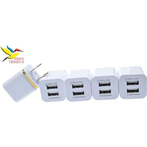 2 dual usb travel home wall charger High quality 3.1A 1A 2a color edge 2.1A For ipad 1.0A For others WHOLESALE US Plugs 500 pcs