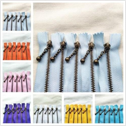 5Pcs 3 # (50Cm) Classic Bronze Dropper High Quality Closed Tail Zipper