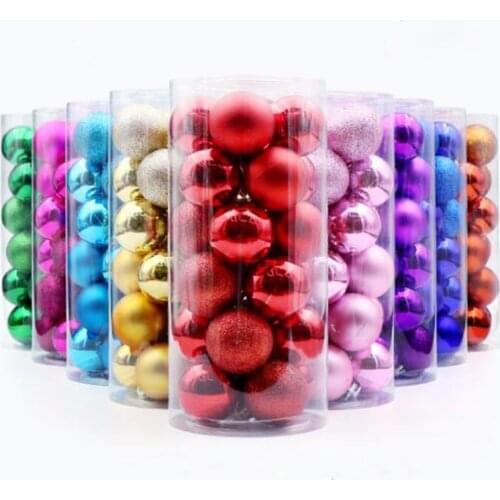 24pcs 3cm/4cm/6cm/8cm Christmas Balls Barrel Package Plastic Decorated Christmas Tree Ball Party Hanging Bauble Ornaments