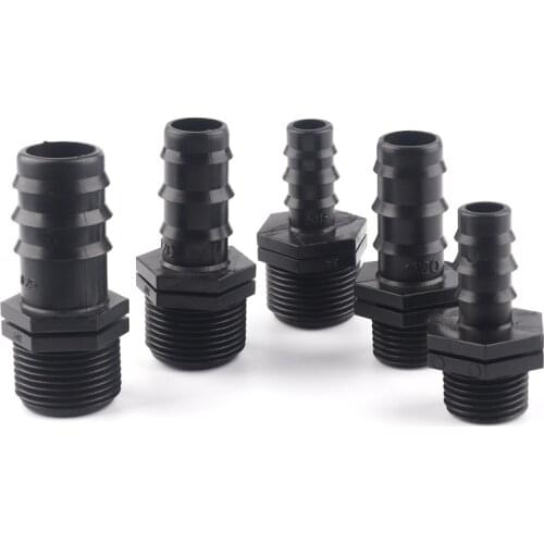3pcs 1/2" 3/4"-16~25mm PE Pipe Connector Irrigation Hose Pagoda Connectors Irrigation Pipe Threaded Straight Connector Adapter